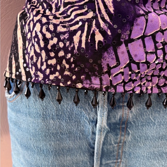 MSK Zebra Cowl Neck Sequin Beaded Top - Picture 3 of 6